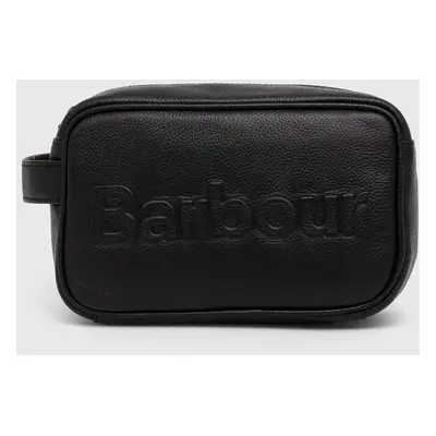 Kožená kosmetická taška Barbour Logo Leather Washbag černá barva, MAC0451