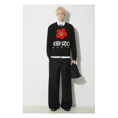 Vlněný svetr Kenzo Boke Flower Jumper pánský, černá barva, FD65PU4273LD.99J