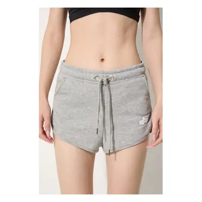 Kraťasy Alpha Industries dámské, šedá barva, melanžové, high waist