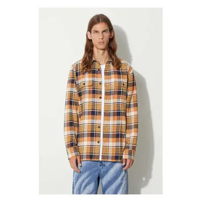 Košile Filson Vintage Flannel Work Shirt hnědá barva, regular, s klasickým límcem, FMCAM0016