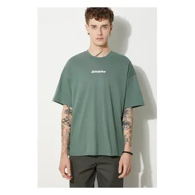 Bavlněné tričko Dickies ENTERPRISE TEE SS zelená barva, s potiskem, DK0A4YRN