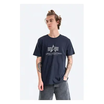 Bavlněné tričko Alpha Industries tmavomodrá barva, s potiskem, 100501RP.07-navy