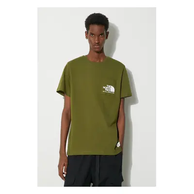 Bavlněné tričko The North Face M Berkeley California Pocket S/S Tee zelená barva, s potiskem, NF