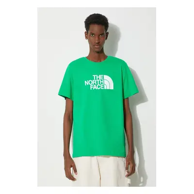 Bavlněné tričko The North Face M S/S Easy Tee zelená barva, s potiskem, NF0A87N5PO81