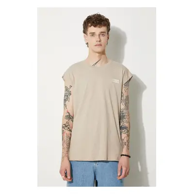 Bavlněné tričko Alpha Industries béžová barva, 118530.627-cream