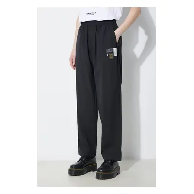 Vlněné kalhoty Undercover Pants černá barva, široké, high waist, UC1D1501.3