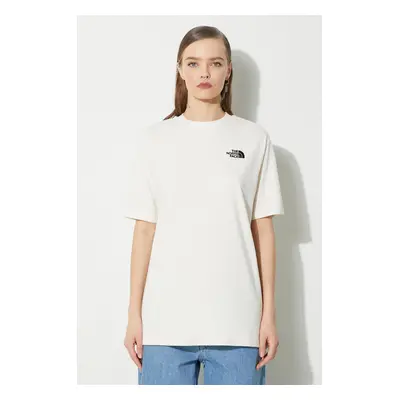 Bavlněné tričko The North Face W S/S Essential Oversize Tee béžová barva, NF0A87NQQLI1