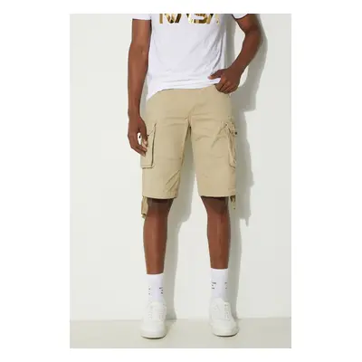 Bavlněné šortky Alpha Industries Jet Short béžová barva, 191200.159-cream