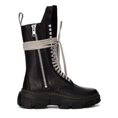 Kožené kotníkové boty Rick Owens x Dr. Martens 1918 Calf Length Boot dámské, černá barva, na plo