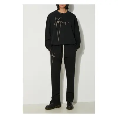 Bavlněné tepláky Rick Owens x Champion Joggers černá barva, s aplikací, CM01D0471