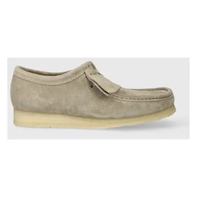 Semišové polobotky Clarks Originals Wallabee pánské, šedá barva, 26175711