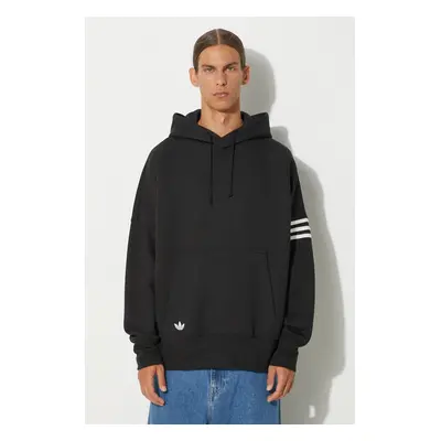 Mikina adidas Originals Neuclassics C Hoodie pánská, černá barva, s kapucí, s aplikací, IW0975