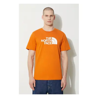 Bavlněné tričko The North Face M S/S Easy Tee oranžová barva, s potiskem, NF0A87N5PCO1