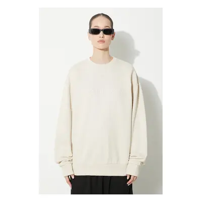 Bavlněná mikina JW Anderson Logo Embroidery Sweatshirt dámská, béžová barva, s aplikací, JW0165.