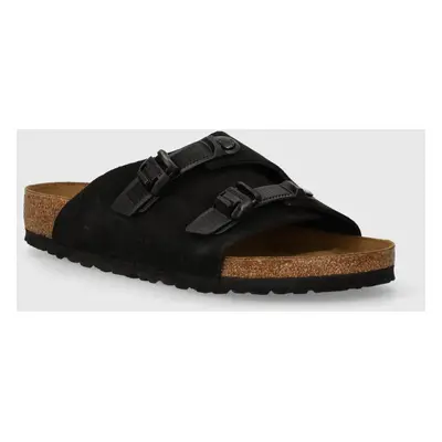 Semišové pantofle Birkenstock Zürich pánské, černá barva, 1026763