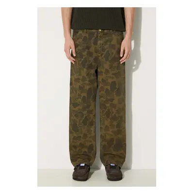 Bavlněné kalhoty Carhartt WIP Duck Single Knee Pant zelená barva, ve střihu cargo, I033896.2MQGD