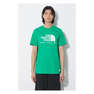 Bavlněné tričko The North Face M Berkeley California S/S Tee zelená barva, s potiskem, NF0A87U5P