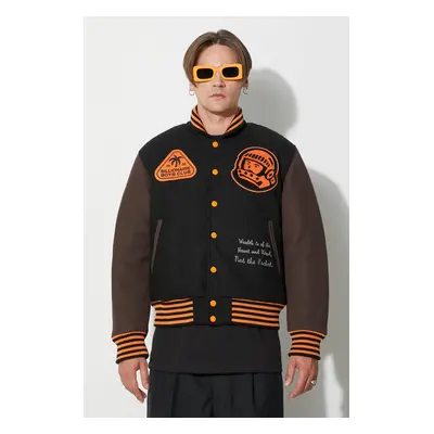 Bomber bunda Billionaire Boys Club TROPICAL VARSITY JACKET černá barva, přechodná, B23301