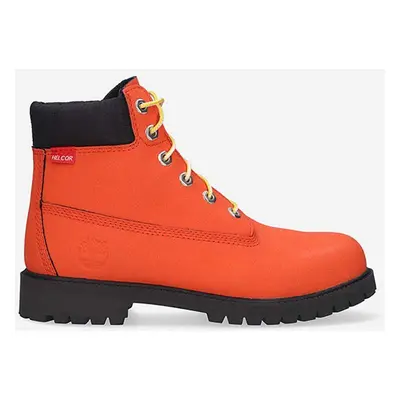 Semišové workery Timberland 6 in WaterProof Boot oranžová barva, na plochém podpatku, A2FMB-ORAN