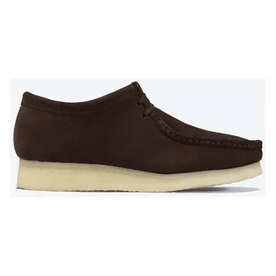 Semišové polobotky Clarks Originals Wallabee pánské, hnědá barva, 26156606