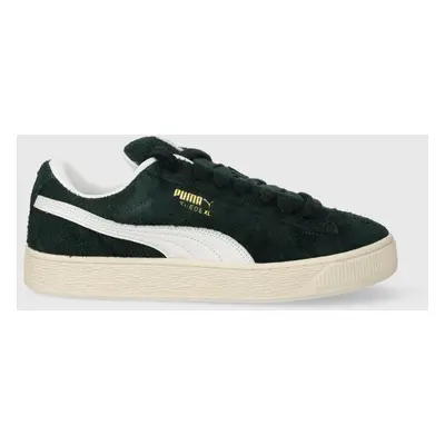 Kožené sneakers boty Puma Suede XL Hairy zelená barva, 397241