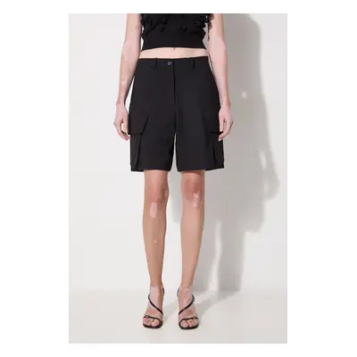 Vlněné šortky JW Anderson Cargo Tailored Shorts černá barva, hladké, high waist, SR0094.PG1321.9