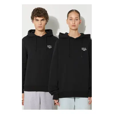 Mikina A.P.C. hoodie standard rue madame GOTS černá barva, s kapucí, melanžová, COHBV.M27914