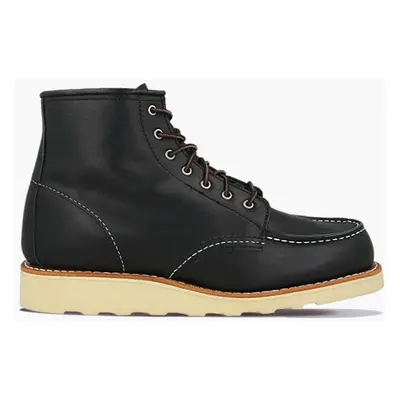 Kožené kotníkové boty Red Wing 6-inch Moc Toe dámské, černá barva, na plochém podpatku, 3373