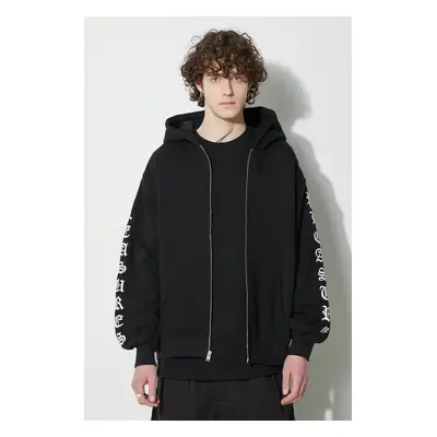 Mikina PLEASURES Oe Zip Up Hoodie pánská, černá barva, s kapucí, s aplikací, P23W038.BLACK