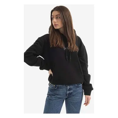 Bavlněná mikina Tom Wood Eden Hoodie 22191.975 dámská, černá barva, s kapucí, potiskem