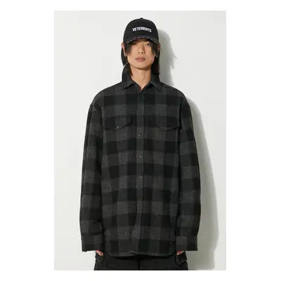 Košilová bunda VETEMENTS Flannel Shirt černá barva, UE64SH260BG