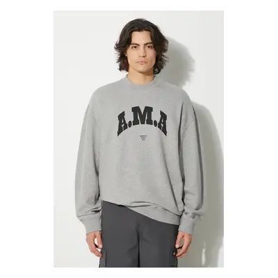 Bavlněná mikina Marcelo Burlon Ama Comfort Crewneck pánská, šedá barva, s potiskem, CMBA097F24FL