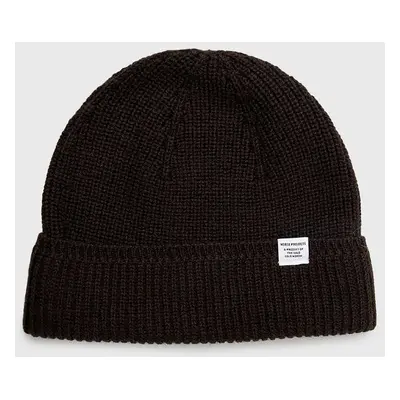 Čepice Norse Projects Wool Cotton Rib Beanie hnědá barva, N95.0840.2022