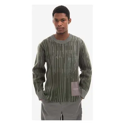 Vlněný svetr A-COLD-WALL* Two-Tone Jacquard Knit zelená barva, ACWMK074-PINEGREEN