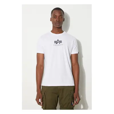 Bavlněné tričko Alpha Industries bílá barva, s potiskem, 118533.09-White