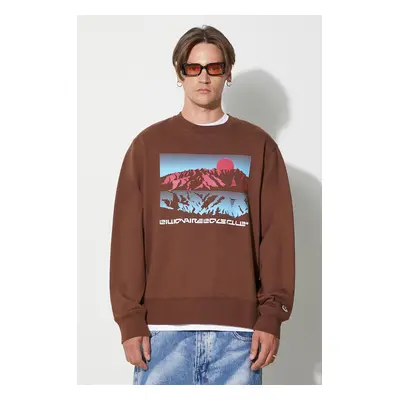 Bavlněná mikina Billionaire Boys Club MOUNTAINSCAPE CREWNECK pánská, hnědá barva, s potiskem, B2