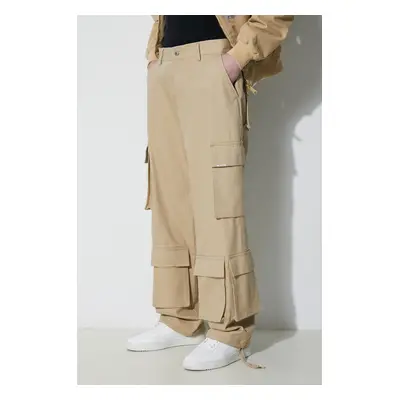 Bavlněné kalhoty Represent Baggy Cargo Pant béžová barva, ve střihu cargo, MLM521.494