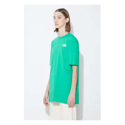 Bavlněné tričko The North Face W S/S Essential Oversize Tee zelená barva, NF0A87NQPO81