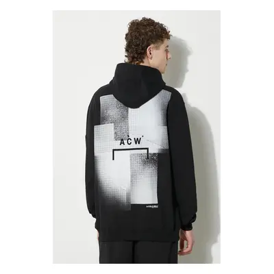 Bavlněná mikina A-COLD-WALL* Brutalist Hoodie pánská, černá barva, s kapucí, s potiskem, ACWMW09