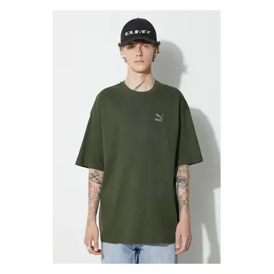 Bavlněné tričko Puma BETTER CLASSICS Oversized Tee zelená barva