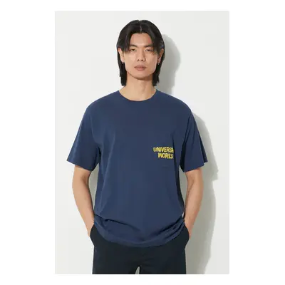 Bavlněné tričko Universal Works Print Pocket Tee tmavomodrá barva, s potiskem, 30611.NAVY