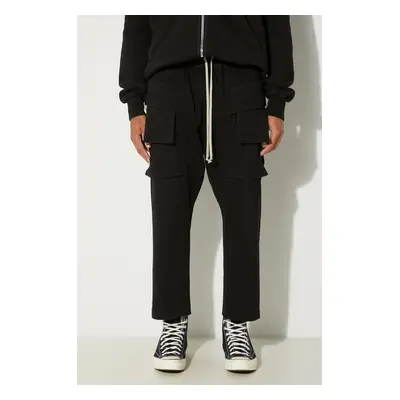 Bavlněné tepláky Rick Owens Creatch Cargo Cropped Drawstring černá barva, DU02D2371.RIG