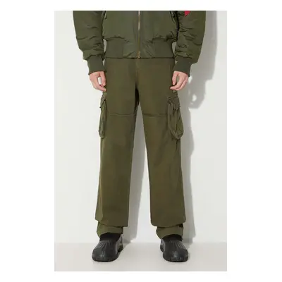 Bavlněné kalhoty Alpha Industries Jet Pant zelená barva, jednoduché, 101212.142