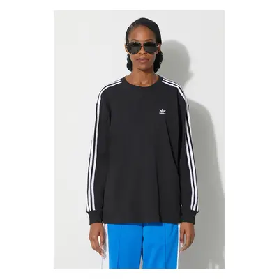 Tričko s dlouhým rukávem adidas Originals 3-Stripes Longsleeve černá barva, IU2412