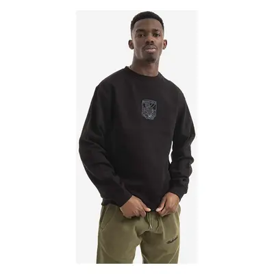 Bavlněná mikina Maharishi Maha Force Embroidered Crew 8075 BLACK pánská, černá barva, s aplikací