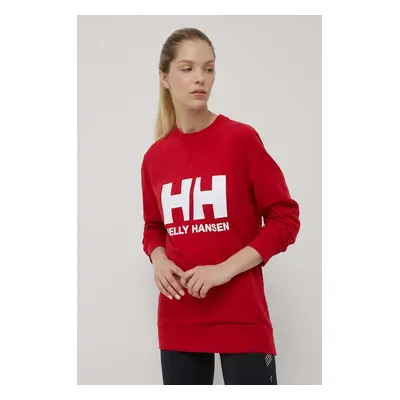 Mikina Helly Hansen dámská, červená barva, s potiskem, 34003-071