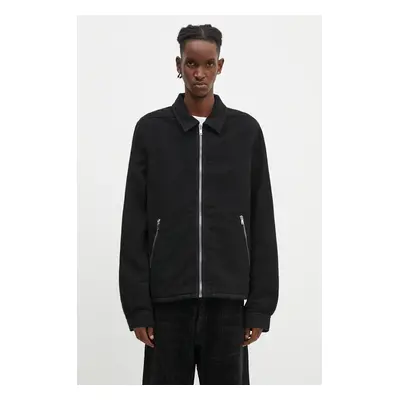 Bunda Rick Owens Zipfront Jacket pánská, černá barva, přechodná, oversize, DU02D2783.MO