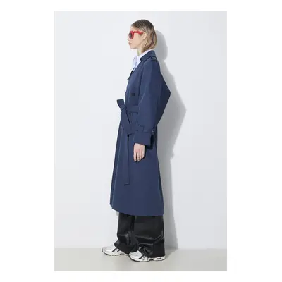 Trench kabát Kenzo Solid Elongated Kimono Trench dámský, tmavomodrá barva, přechodný, FE52MA0729