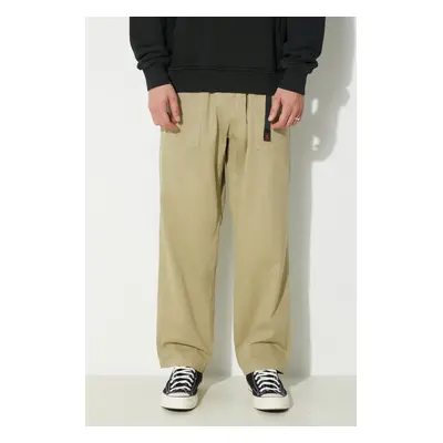 Bavlněné kalhoty Gramicci Loose Tapered Ridge Pant zelená barva, jednoduché, G114.OGT