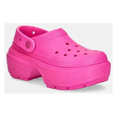 Pantofle Crocs Stomp Clog dámské, růžová barva, na platformě, 209347